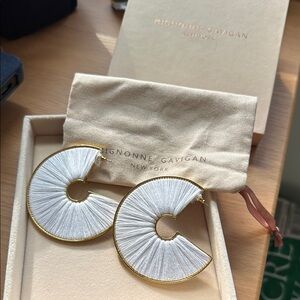 Mignonne Gavigan Gold and White Hoop Earrings